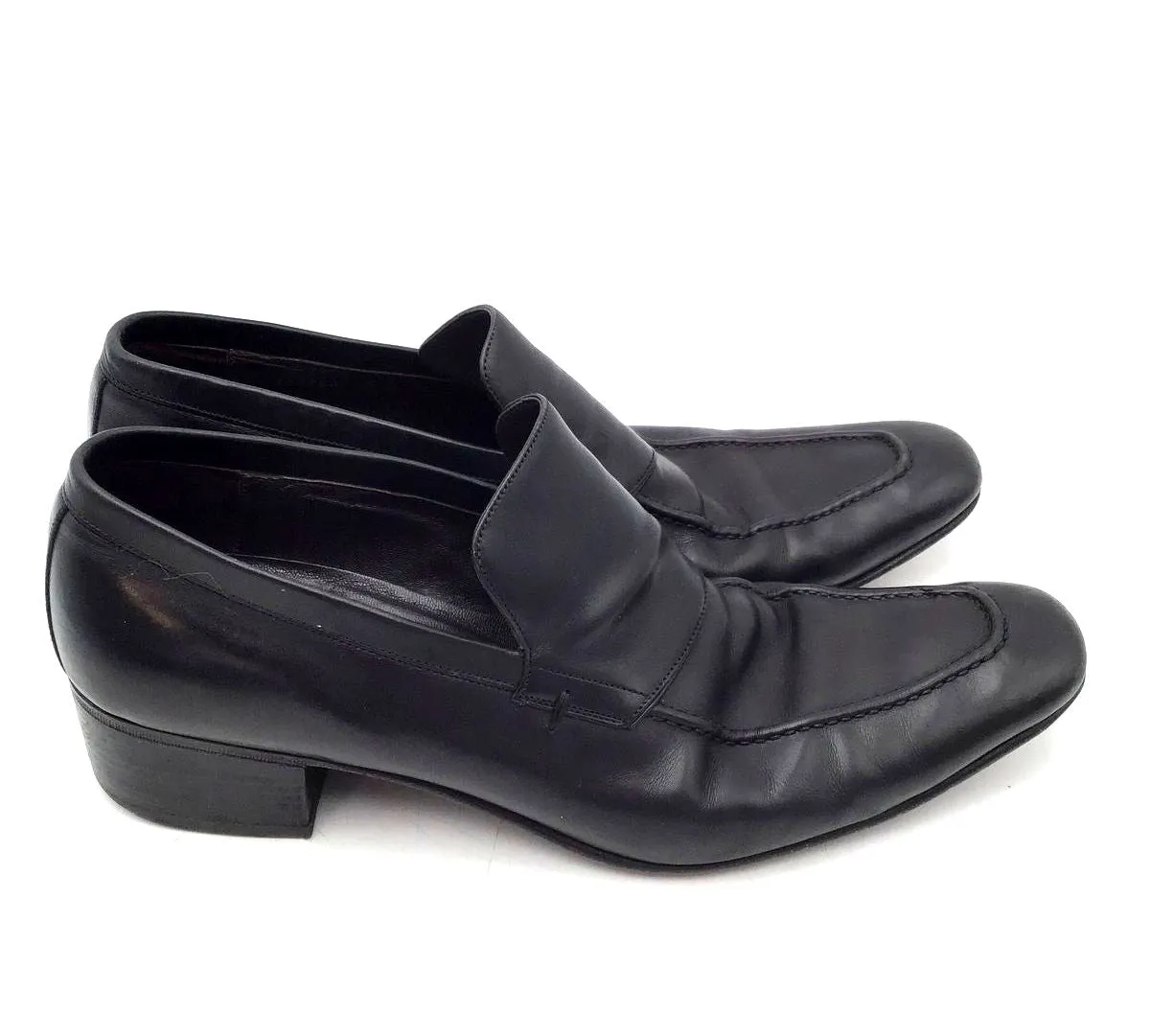 Gucci Men's Black Leather Slip-On Loafers-Size 9D ( COA)