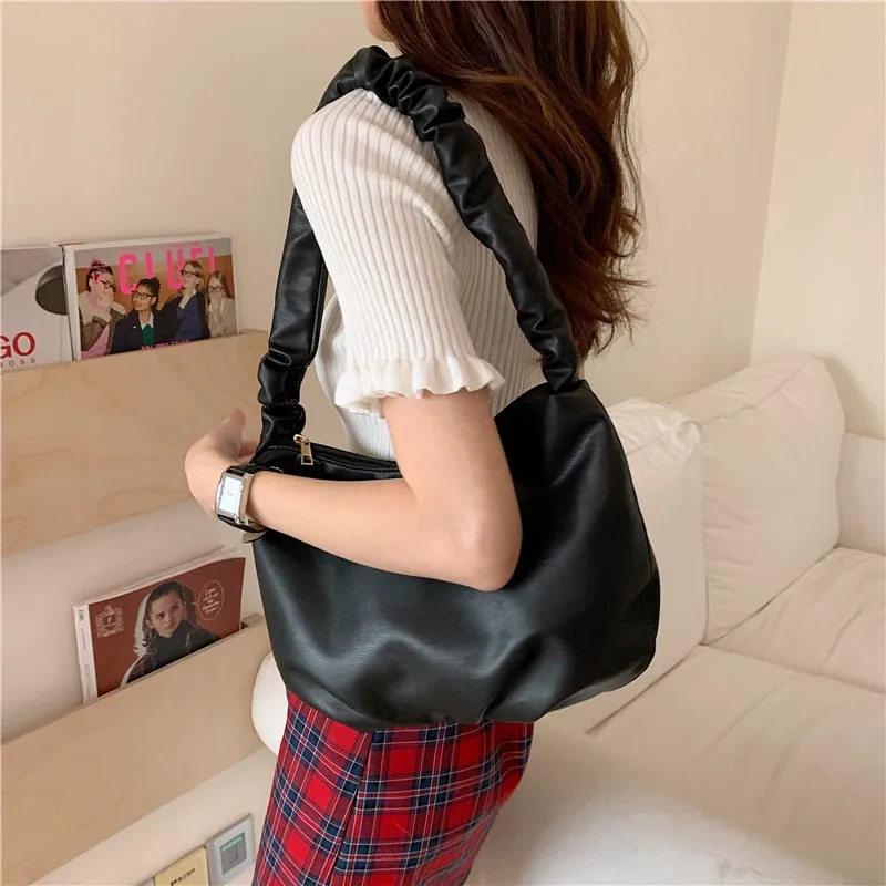 Korean Women handbags Large Capacity Soft PU Leather Totes ladies Hand bag fashion Folds Hobos shoulder bags bolsa feminina