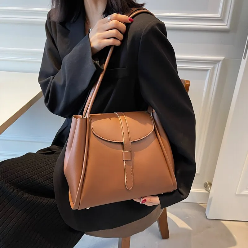 Large Capacity PU Leather Shoulder Bags for Women 2021 New Good Quality Shoulder Bag Fashion Handbags and Purses Simple Totes