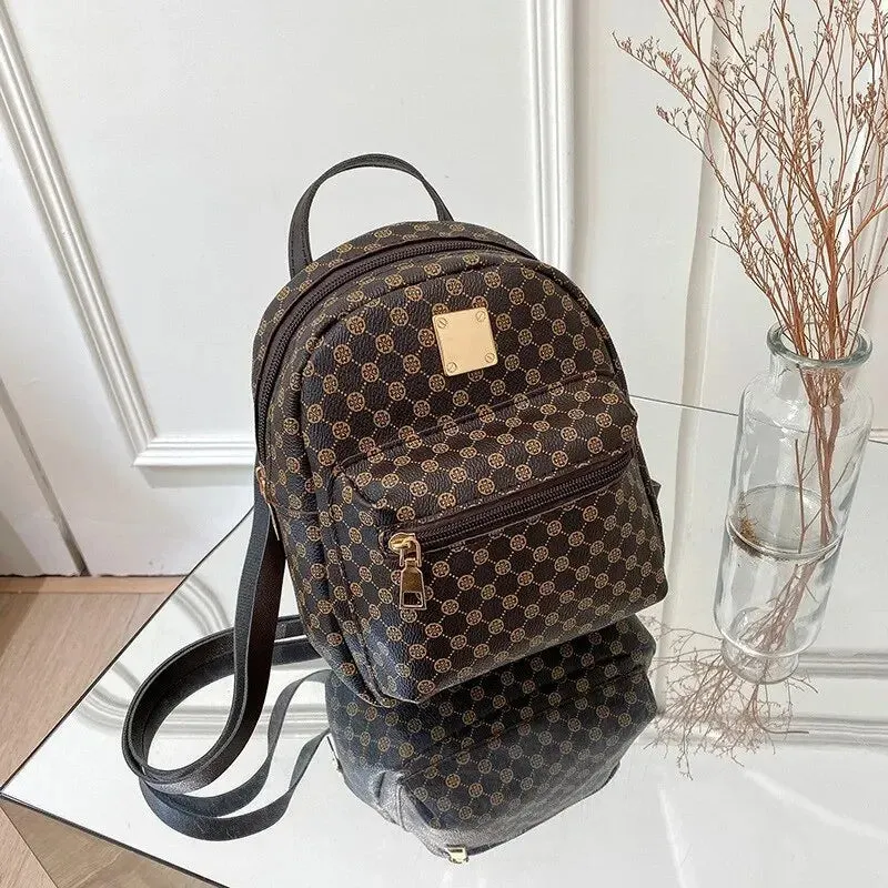 Luxury Fashion Leather Backpack School Bag for Women Four Leaf Clover Popular Design Shoulder Handbag