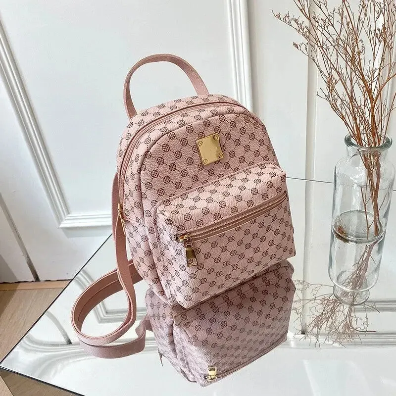 Luxury Fashion Leather Backpack School Bag for Women Four Leaf Clover Popular Design Shoulder Handbag