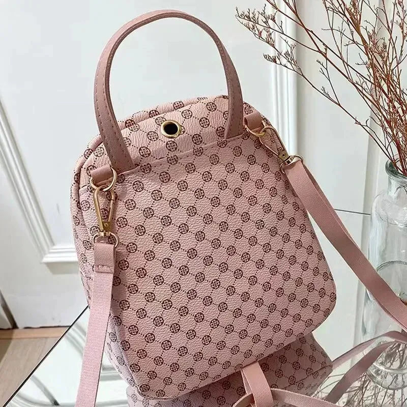 Luxury Fashion Leather Backpack School Bag for Women Four Leaf Clover Popular Design Shoulder Handbag