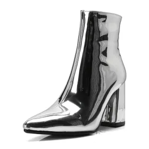 Merendy Tasneem Chunky heel mirror boots
