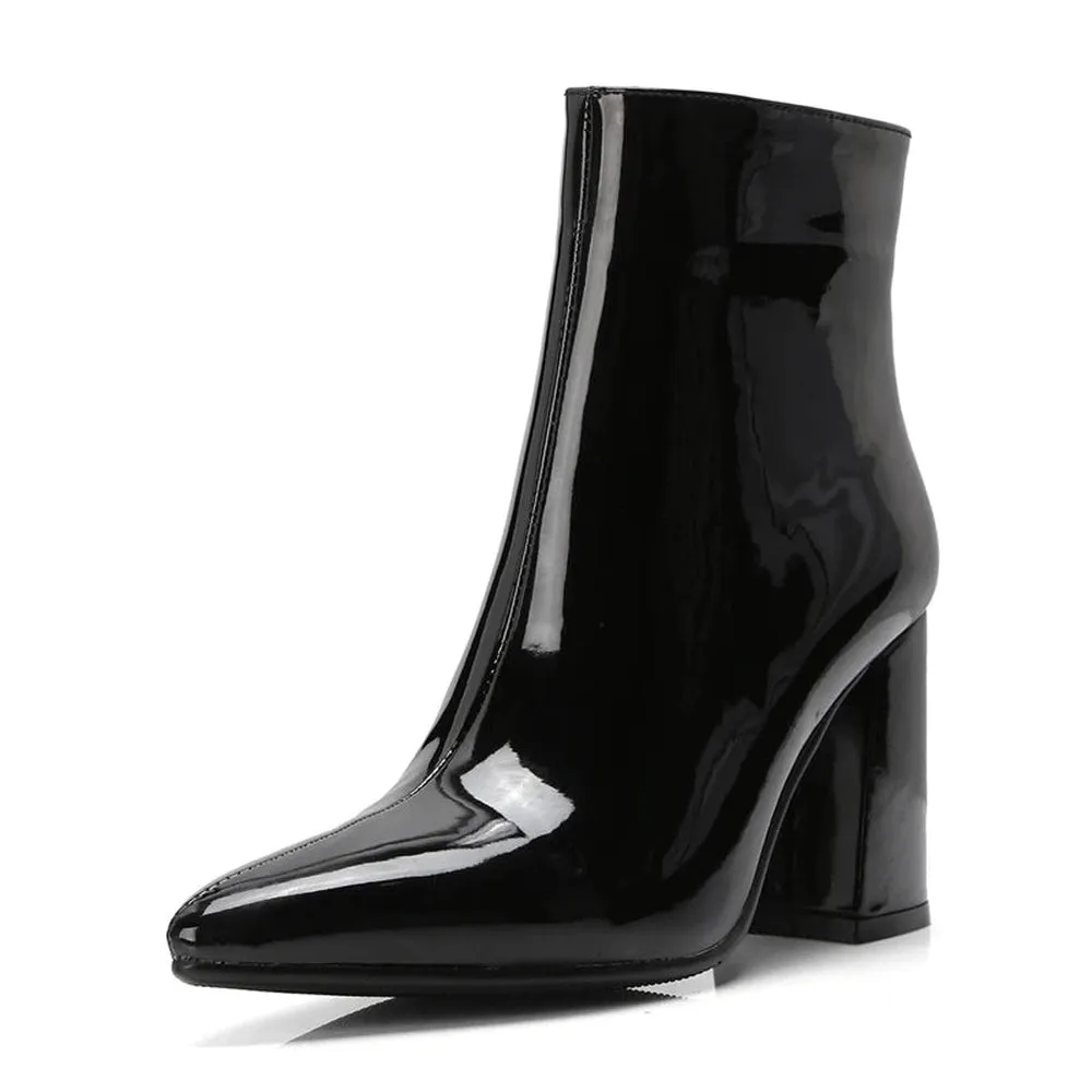 Merendy Tasneem Chunky heel mirror boots