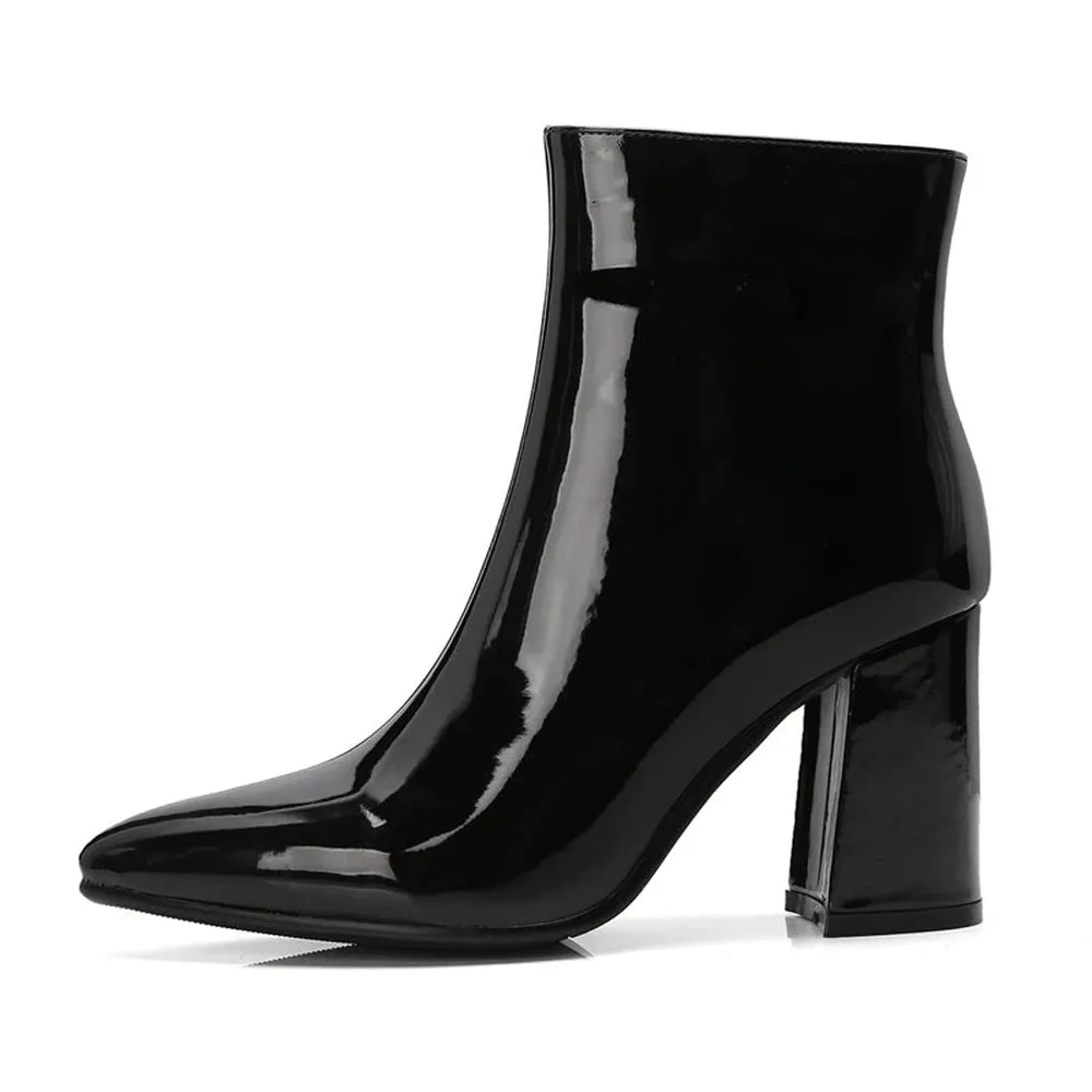 Merendy Tasneem Chunky heel mirror boots