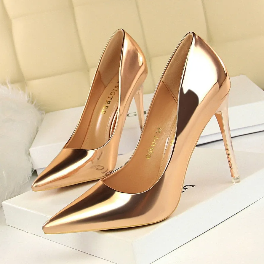 Patent Leather Thin Heels Office New Arrival Pumps Fashion High Heels Women's