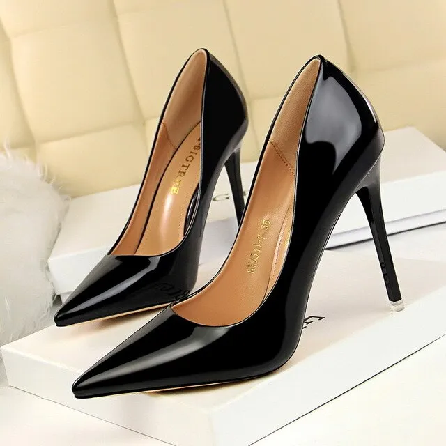 Patent Leather Thin Heels Office New Arrival Pumps Fashion High Heels Women's