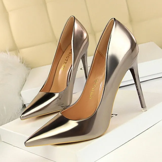Patent Leather Thin Heels Office New Arrival Pumps Fashion High Heels Women's