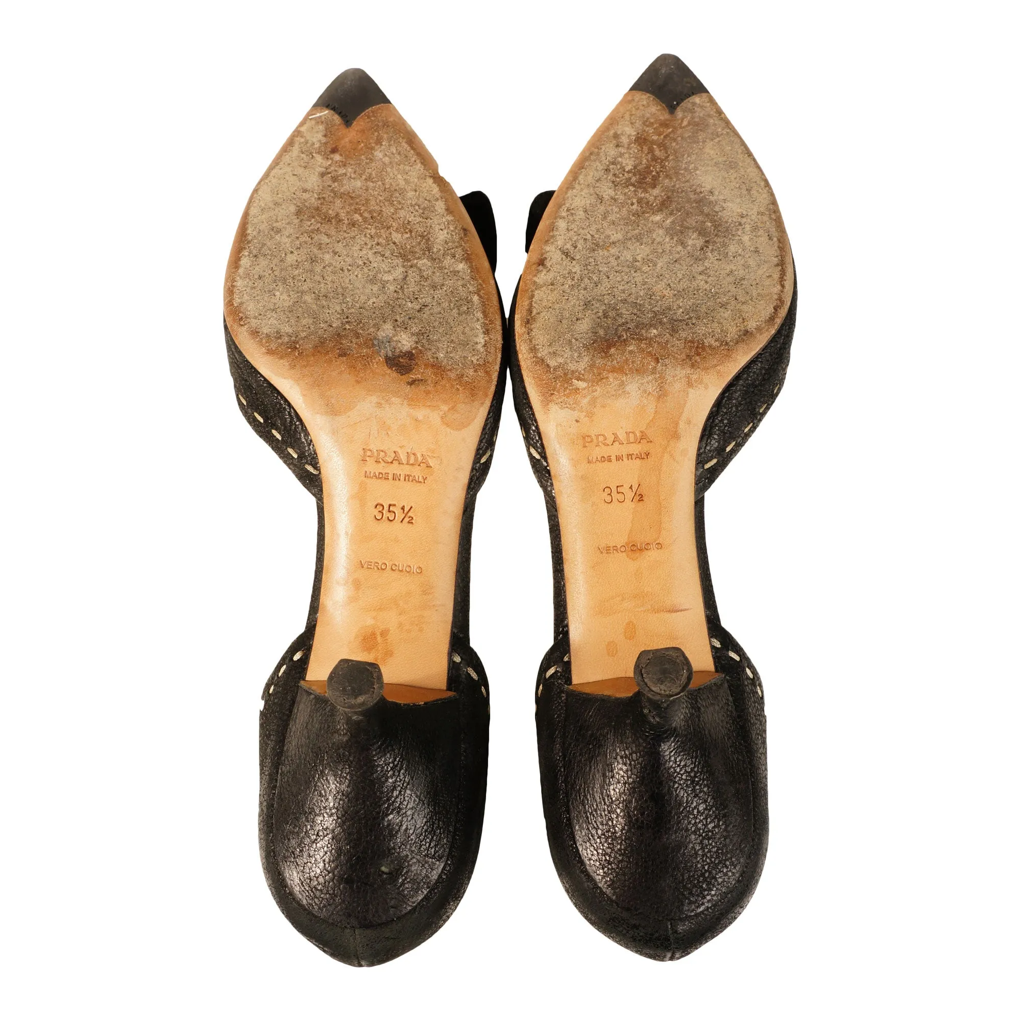 Prada D'Orsay Leather Pointed-Toe Pumps