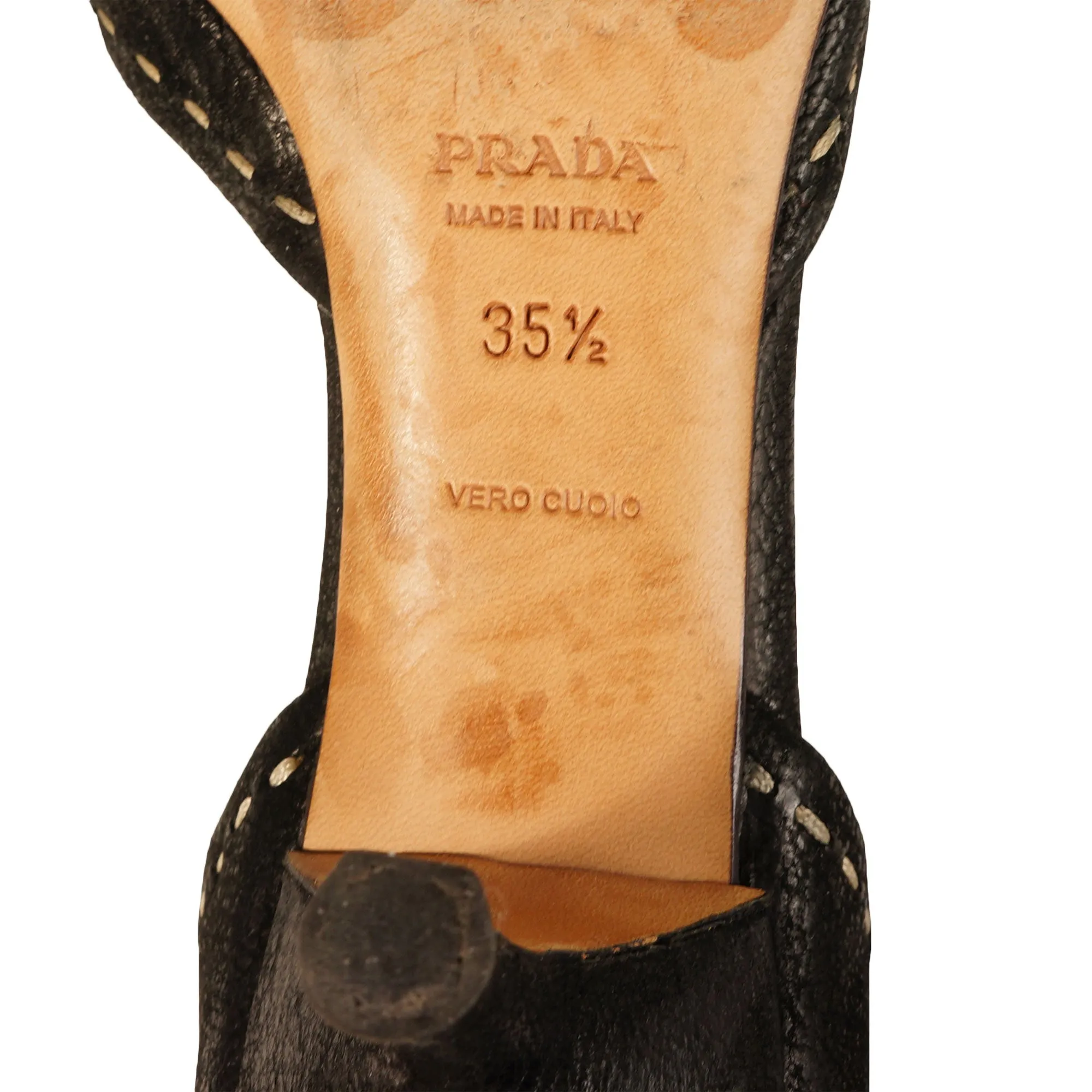 Prada D'Orsay Leather Pointed-Toe Pumps