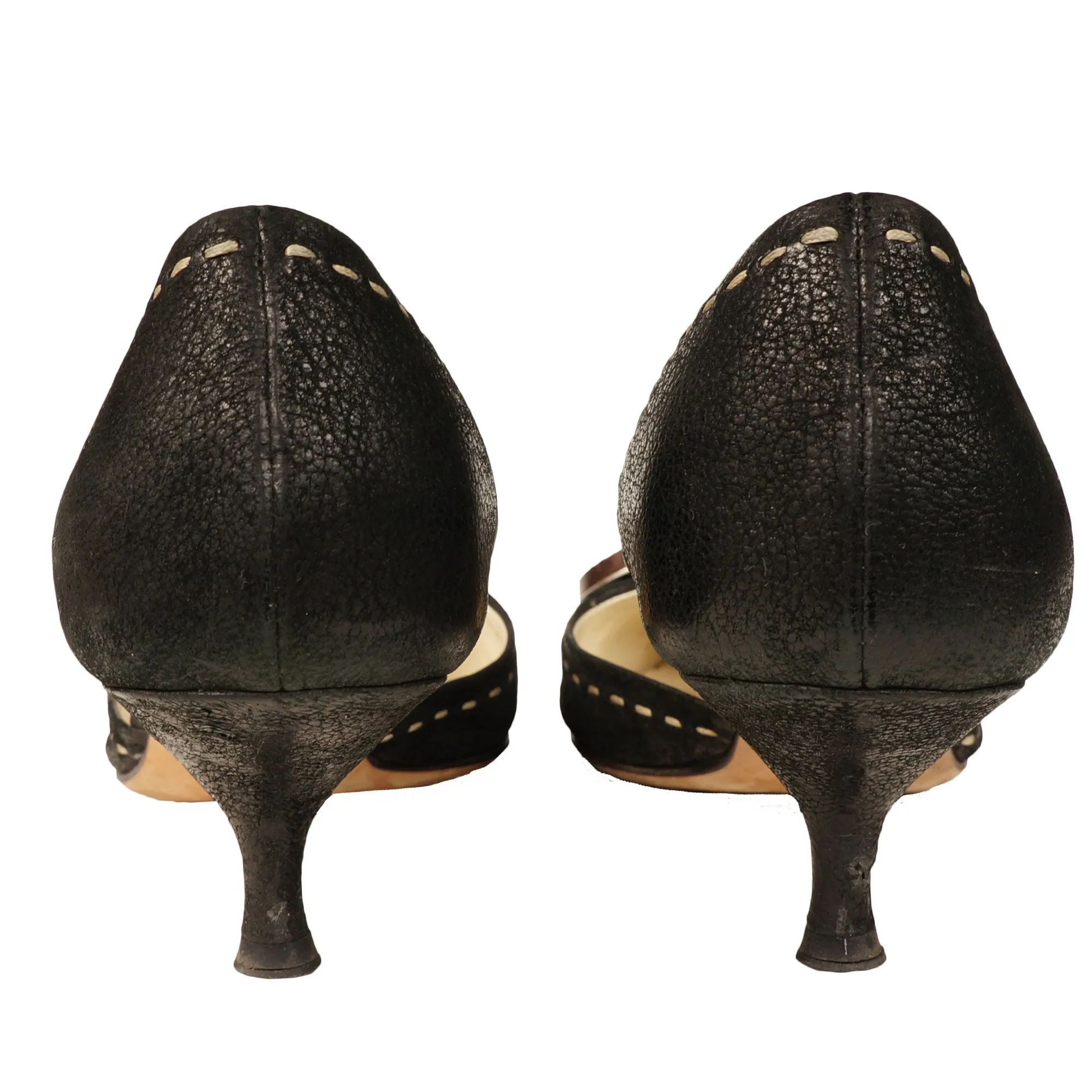 Prada D'Orsay Leather Pointed-Toe Pumps