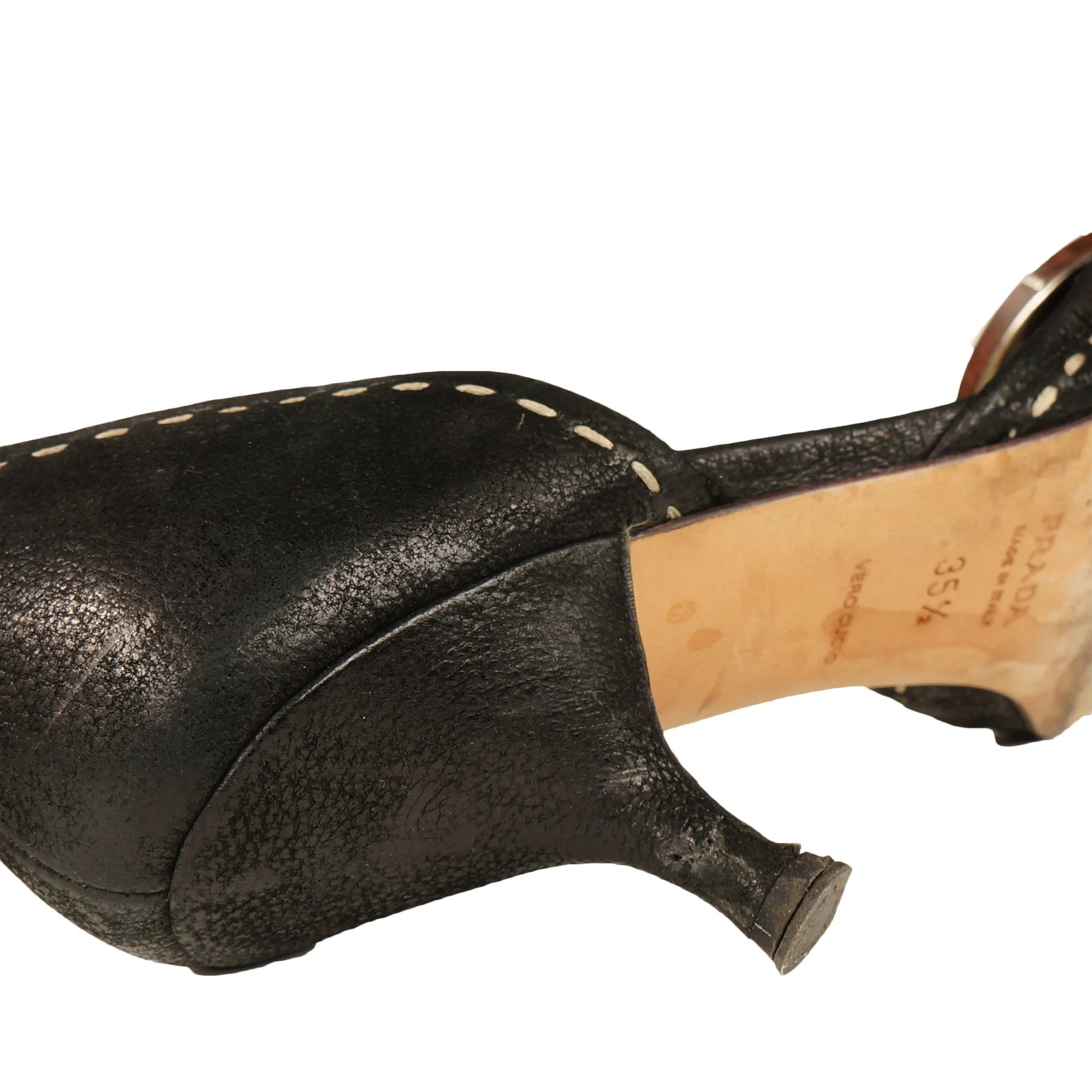 Prada D'Orsay Leather Pointed-Toe Pumps