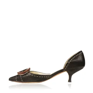 Prada D'Orsay Leather Pointed-Toe Pumps
