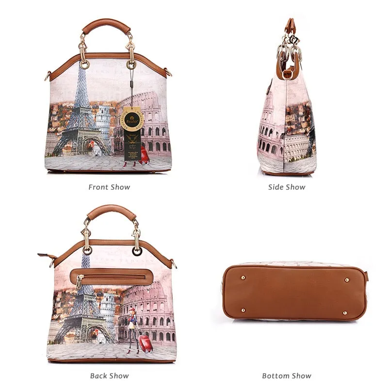 PU Leather 3PC Printed Handbags