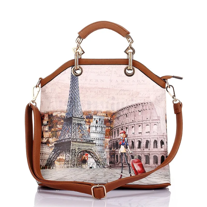 PU Leather 3PC Printed Handbags