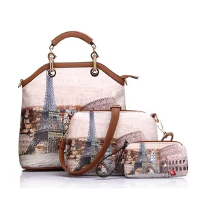 PU Leather 3PC Printed Handbags
