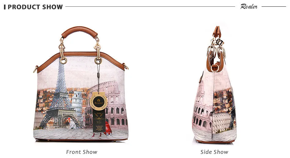 PU Leather 3PC Printed Handbags