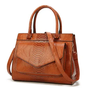 PU Serpentine Pattern Large Messenger Handbag