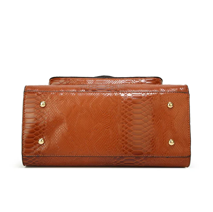 PU Serpentine Pattern Large Messenger Handbag