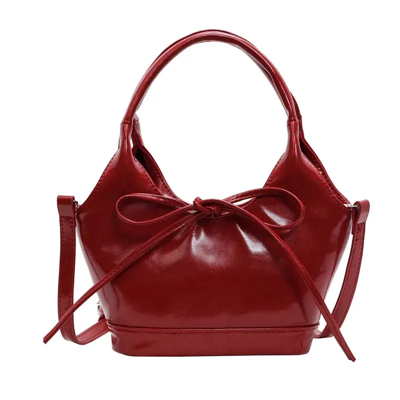 Red PU Leather Shoulder Bags for Women