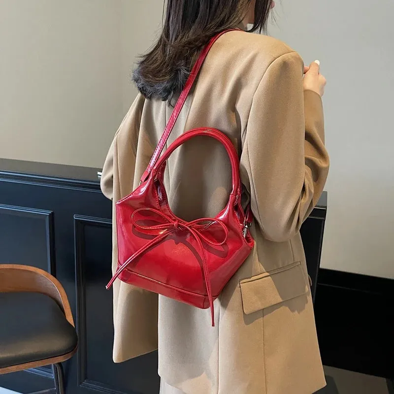 Red PU Leather Shoulder Bags for Women