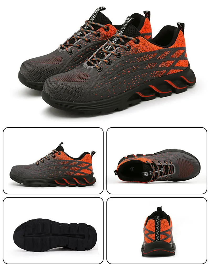 Safety Work Shoes for Men Steel Toe Shoes Lightweight Breathable Working for Worker Protective Sneakers