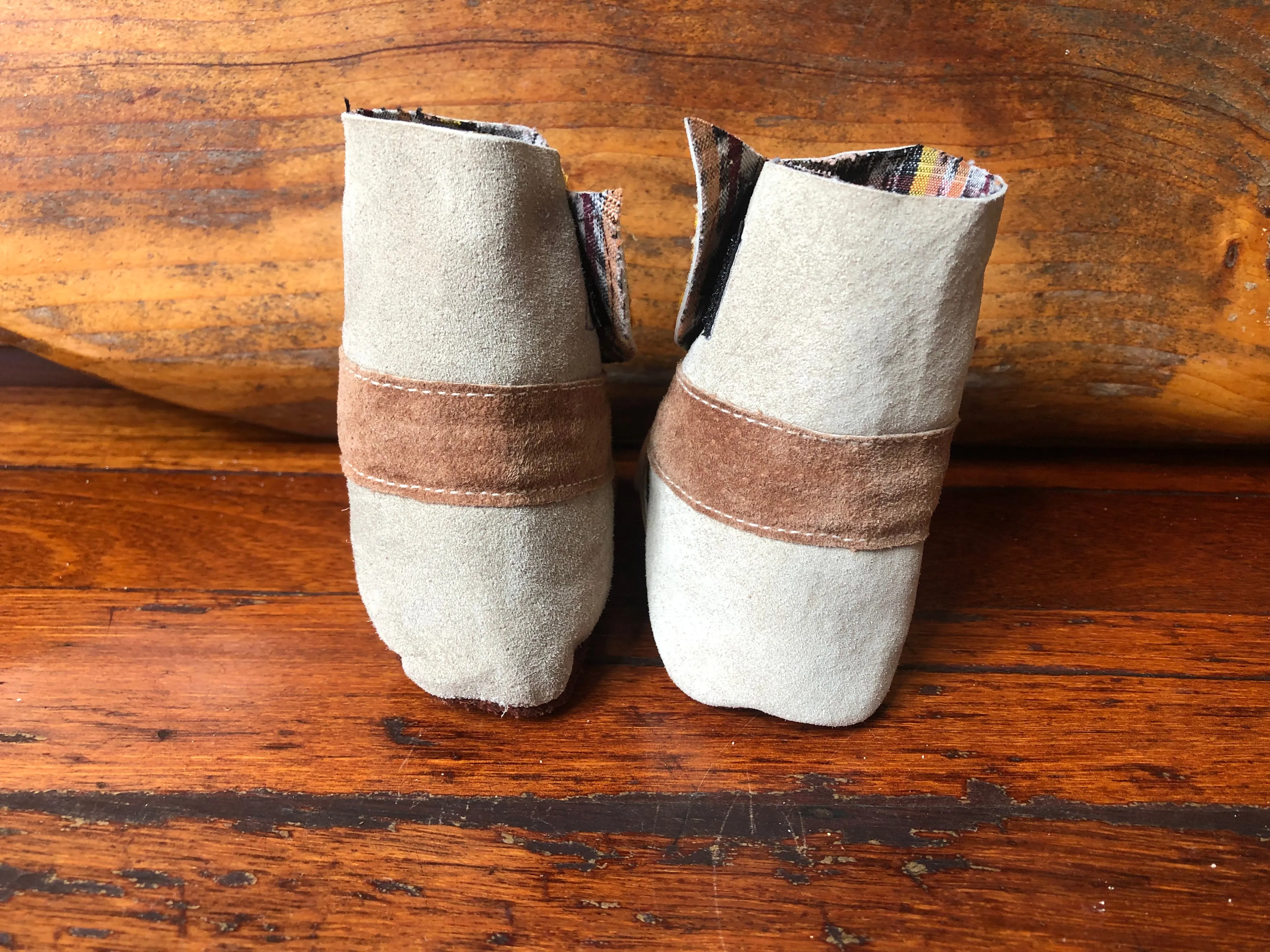 Size 23 Baby Ninja Boots - Grey and Brown Love Birds