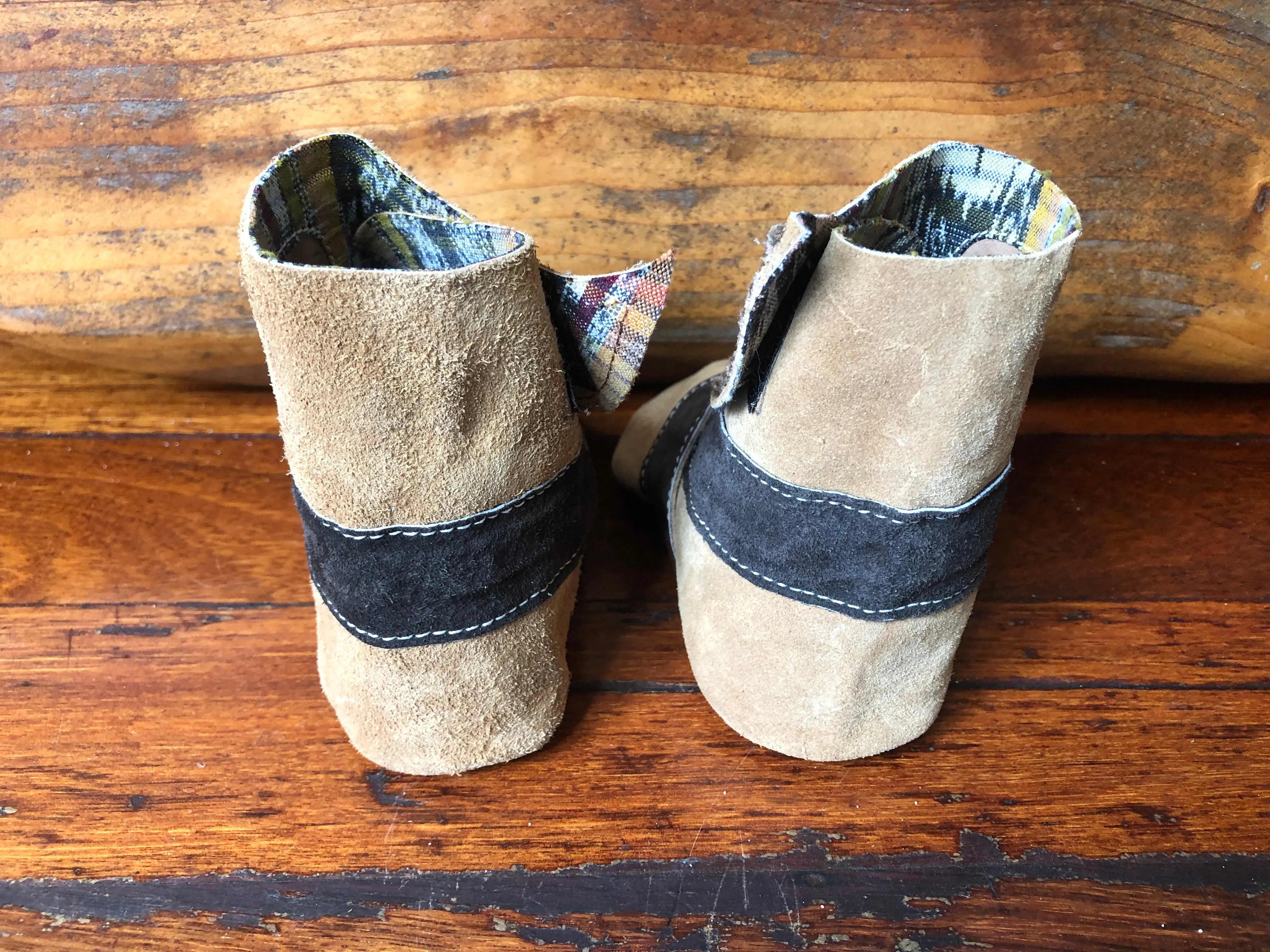 Size 23 Baby Ninja Boots - Tan, Black Natural Tones