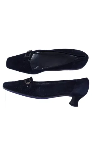 STUART WEITZMAN Navy Suede Kitten Heel Shoes