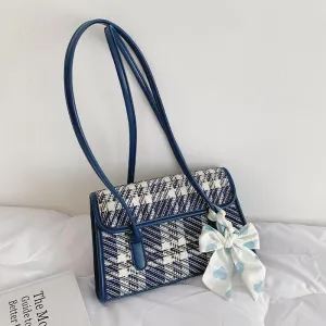 Tote Shoulder Bag Female Underarm Bags Designer Handbag Women Bag Simple High Capacity Fashion 2021 New Woolen Cloth Lattice