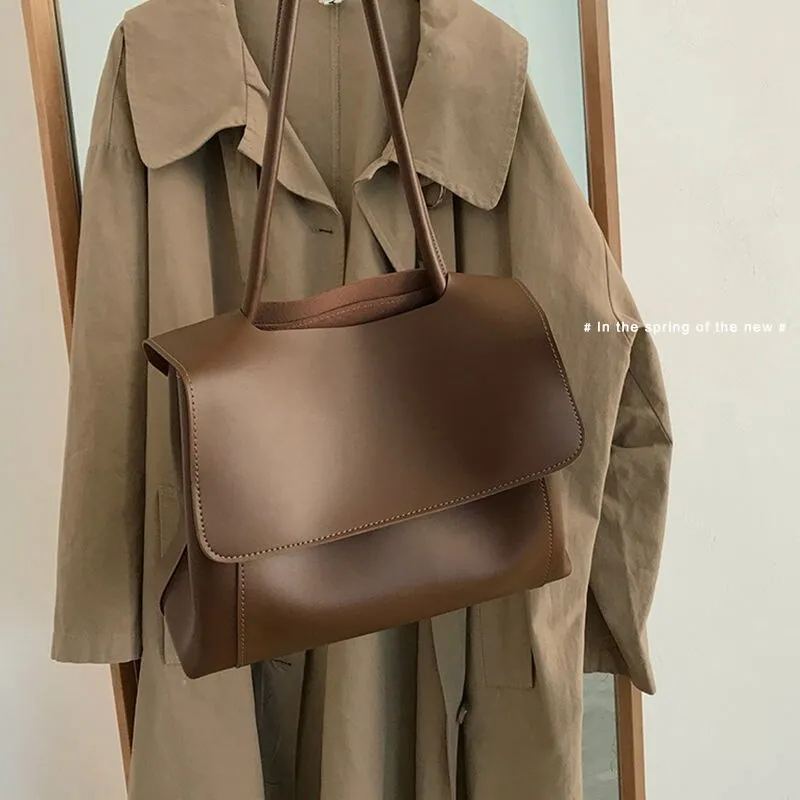 Tote Women Bag Designer Shoulder Bag Female Underarm Crossbody Bag Handbag Retro Fashion PU Leather 2021 All-match High Capacity