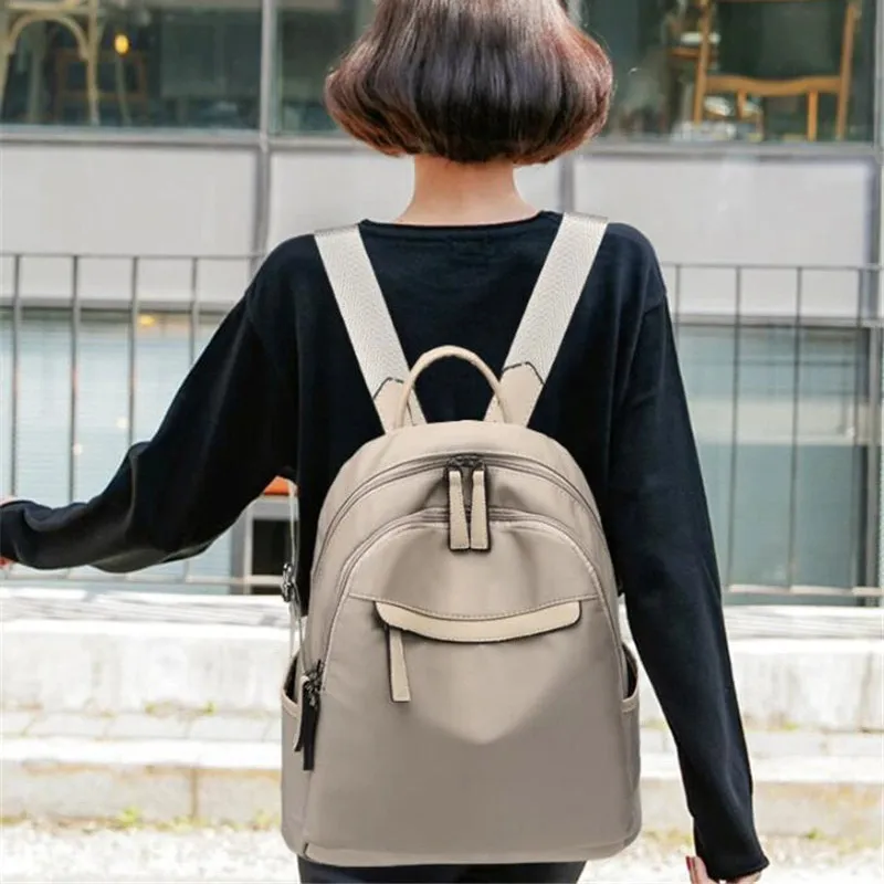 Trendy Casual Oxford Cloth Backpack for Women / Female Simple Small Zipper Solid Daypack