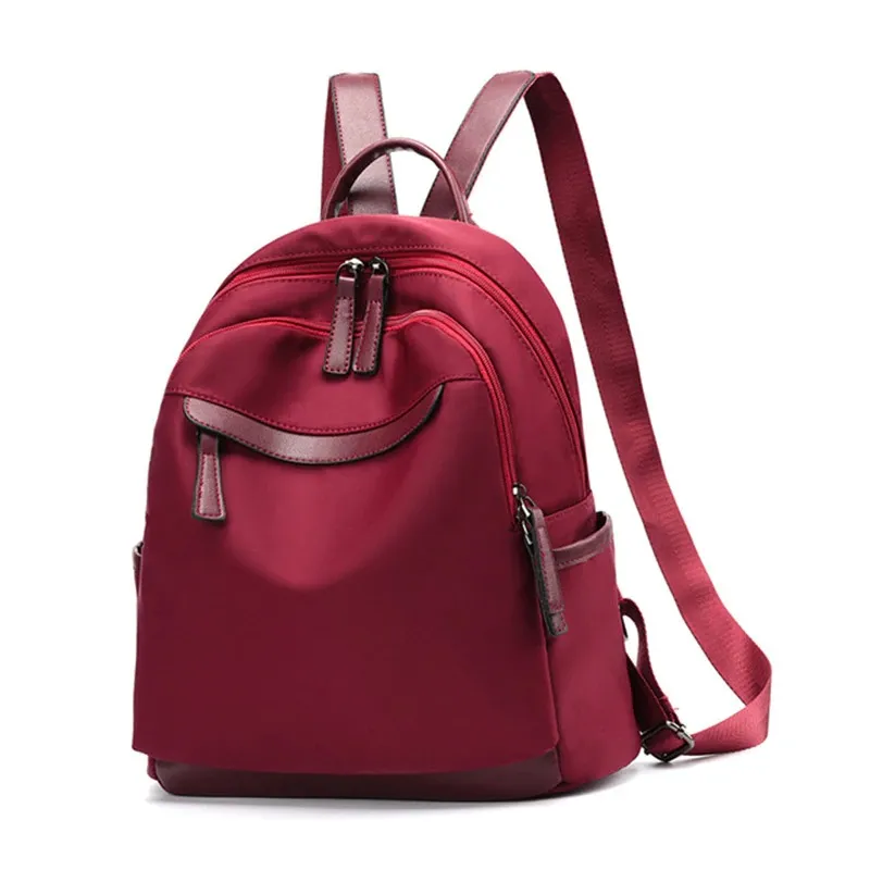 Trendy Casual Oxford Cloth Backpack for Women / Female Simple Small Zipper Solid Daypack