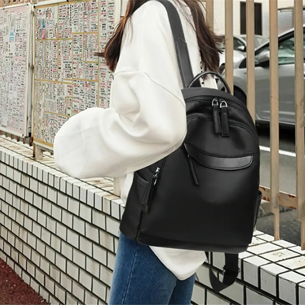 Trendy Casual Oxford Cloth Backpack for Women / Female Simple Small Zipper Solid Daypack