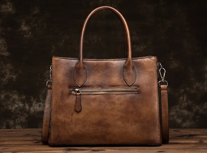 Vintage Womens Brown Leather Totes Handbags Shoulder Bag for Women