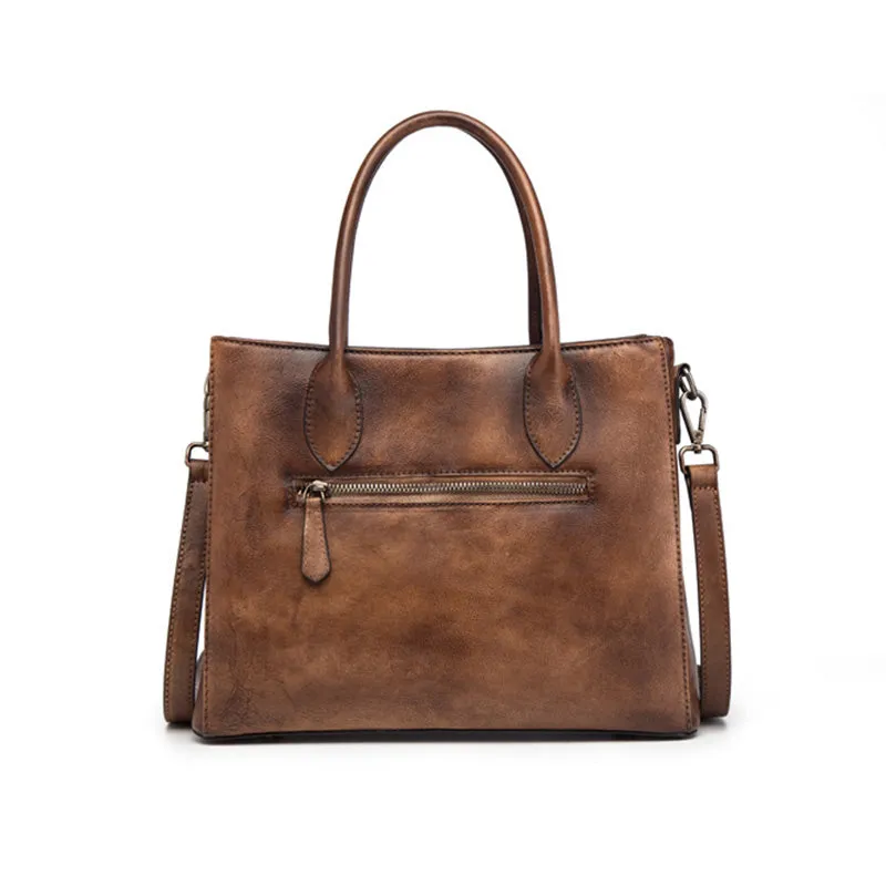 Vintage Womens Brown Leather Totes Handbags Shoulder Bag for Women