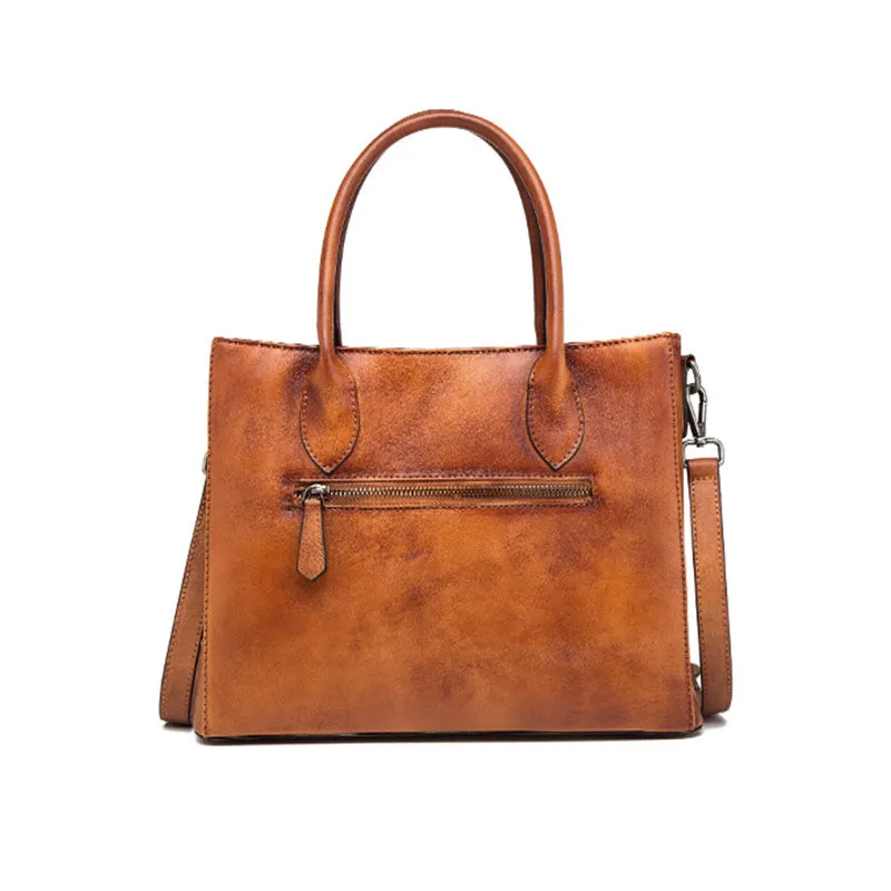 Vintage Womens Brown Leather Totes Handbags Shoulder Bag for Women