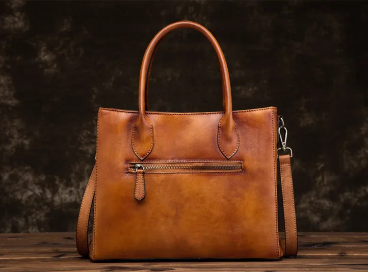 Vintage Womens Brown Leather Totes Handbags Shoulder Bag for Women