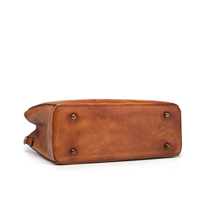 Vintage Womens Brown Leather Totes Handbags Shoulder Bag for Women