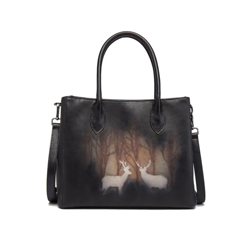 Vintage Womens Brown Leather Totes Handbags Shoulder Bag for Women