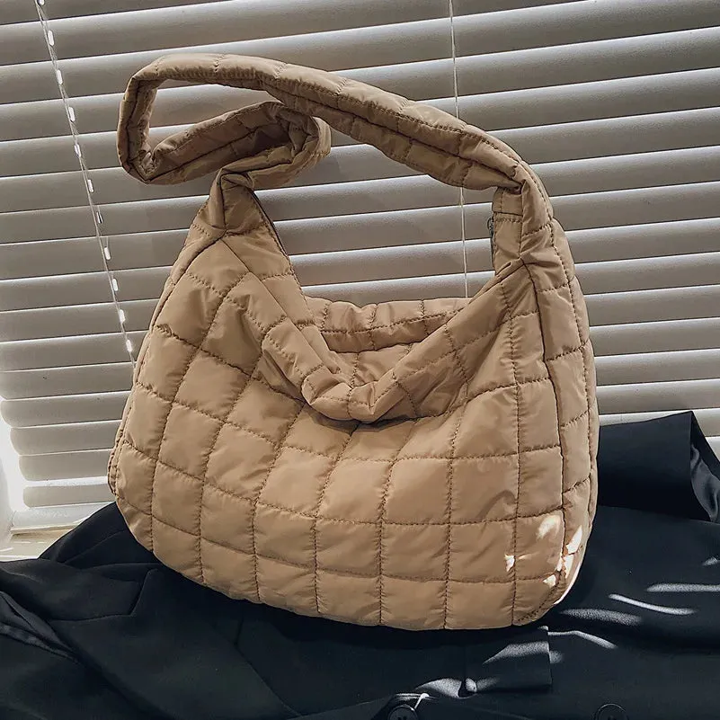 Winter Space Cotton Shoulder Bag Female Large Capacity Dumpling Bag Fashion Padded Crossbody Bag Luxury Ladies Down Tote Bag sac