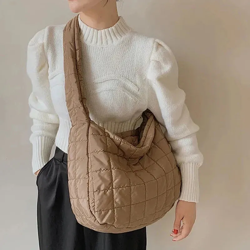 Winter Space Cotton Shoulder Bag Female Large Capacity Dumpling Bag Fashion Padded Crossbody Bag Luxury Ladies Down Tote Bag sac