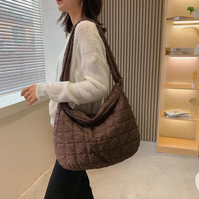 Winter Space Cotton Shoulder Bag Female Large Capacity Dumpling Bag Fashion Padded Crossbody Bag Luxury Ladies Down Tote Bag sac