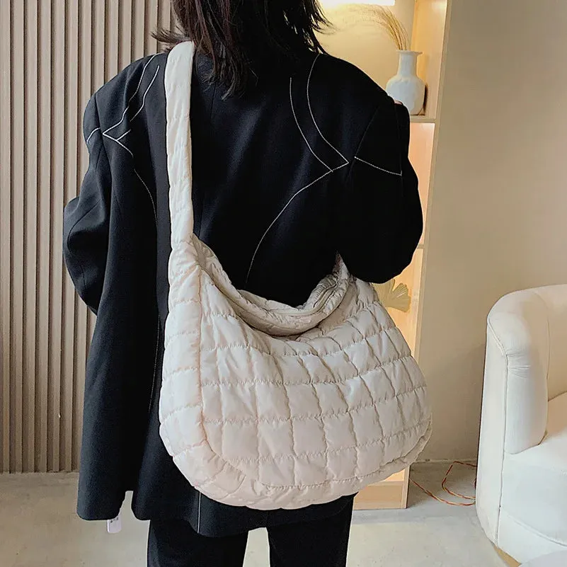 Winter Space Cotton Shoulder Bag Female Large Capacity Dumpling Bag Fashion Padded Crossbody Bag Luxury Ladies Down Tote Bag sac