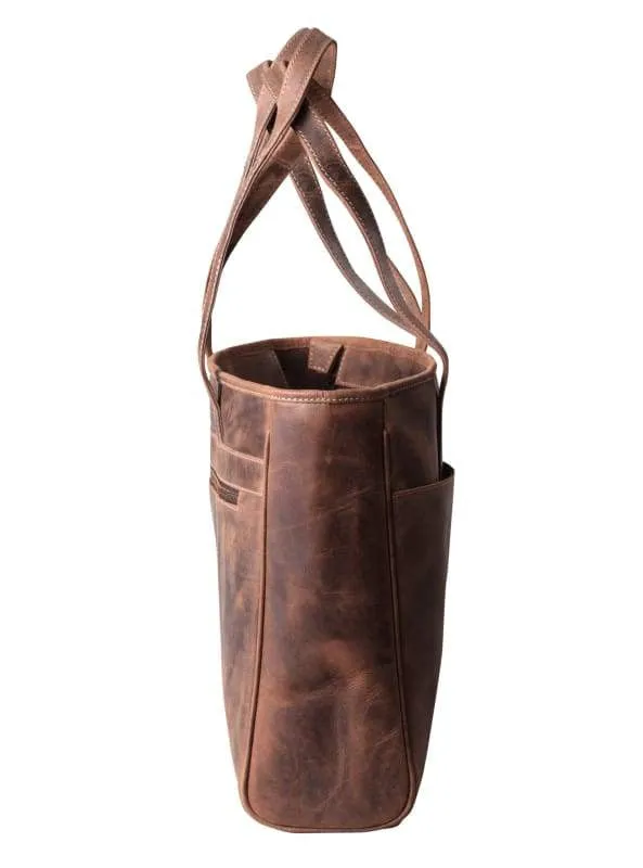 Women's Leather Laptop Purse – Vintage-Style Chestnut Large Leather Tote Bags for Work with Padded 15" Laptop Compartment - Messenger Laptop Bag Leather - Bayfield Bags
